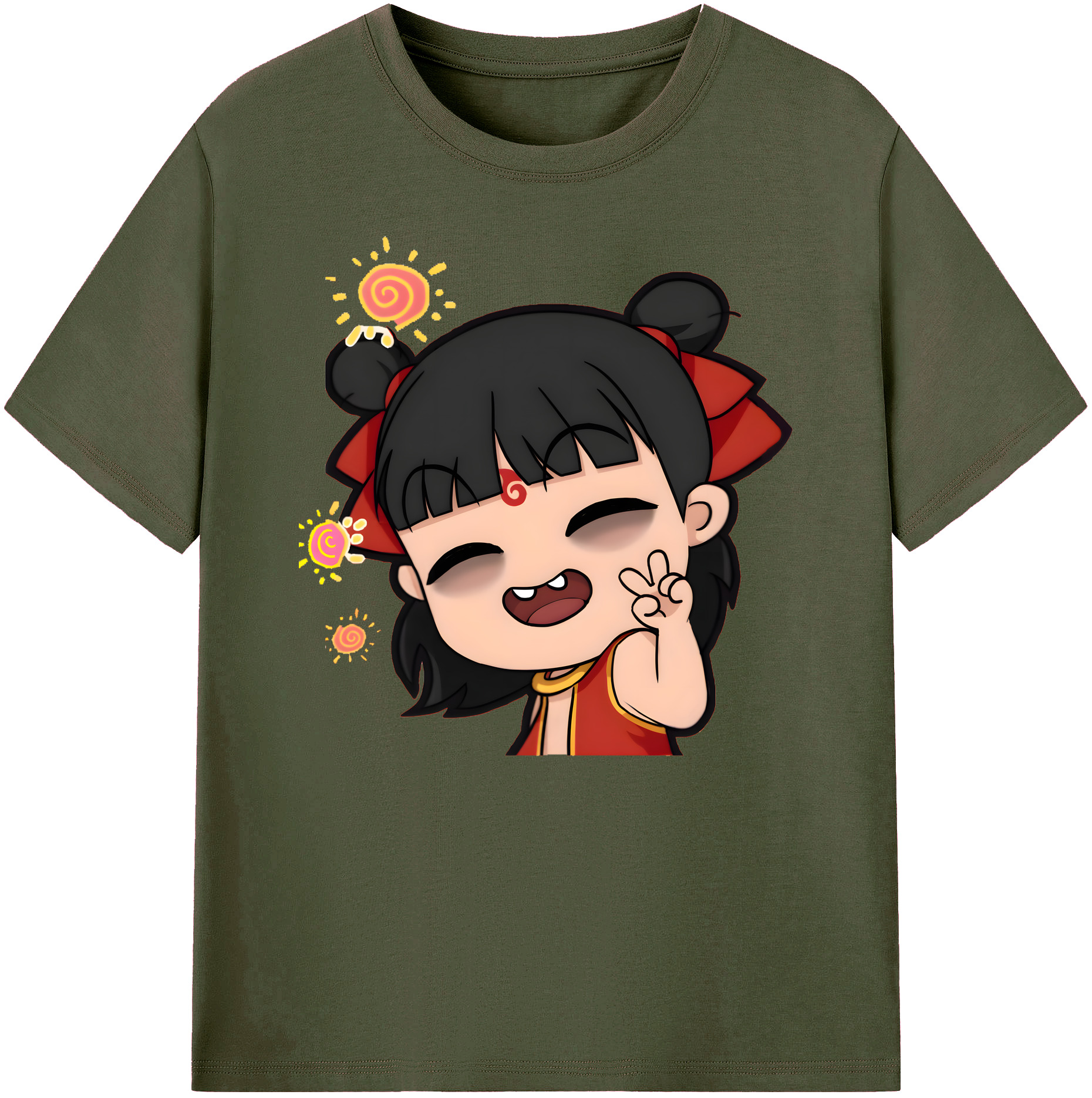 （画像用） Ne Zha 2 ナタ 魔童の大暴れ 綿100％ メンズ半袖Tシャツ｜肌触りやわらか＆通気性